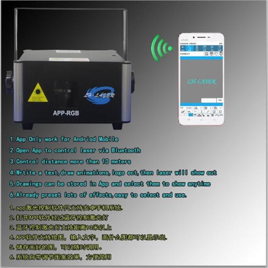 Free Shipping 1W bluetooth control Pattern RGB Animation Laser