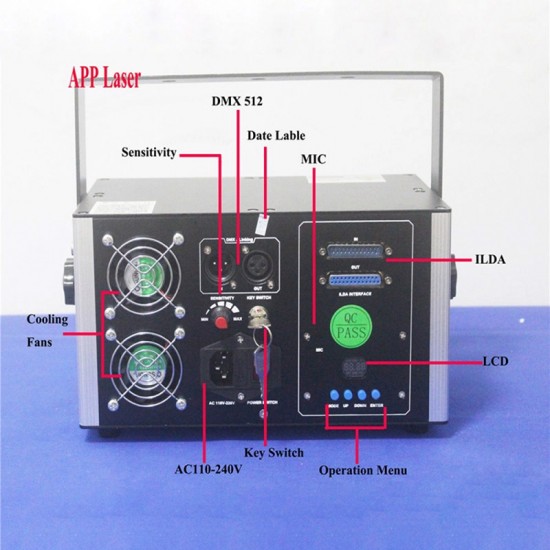 Free Shipping 2W RGB Laser Lighting System with Bluetooth Control