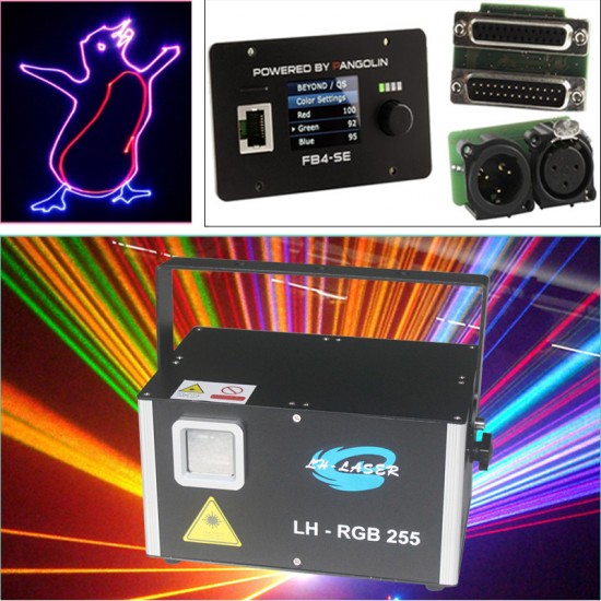 Free Shipping 3W ILDA+DMX512  RGB Light Projector with Built-in FB4