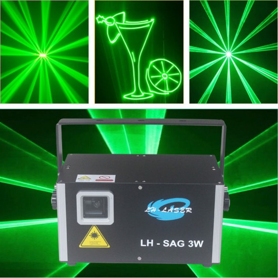 Free Shipping 3w Single Green Beam Laser for DJ Stage and Event Lighting